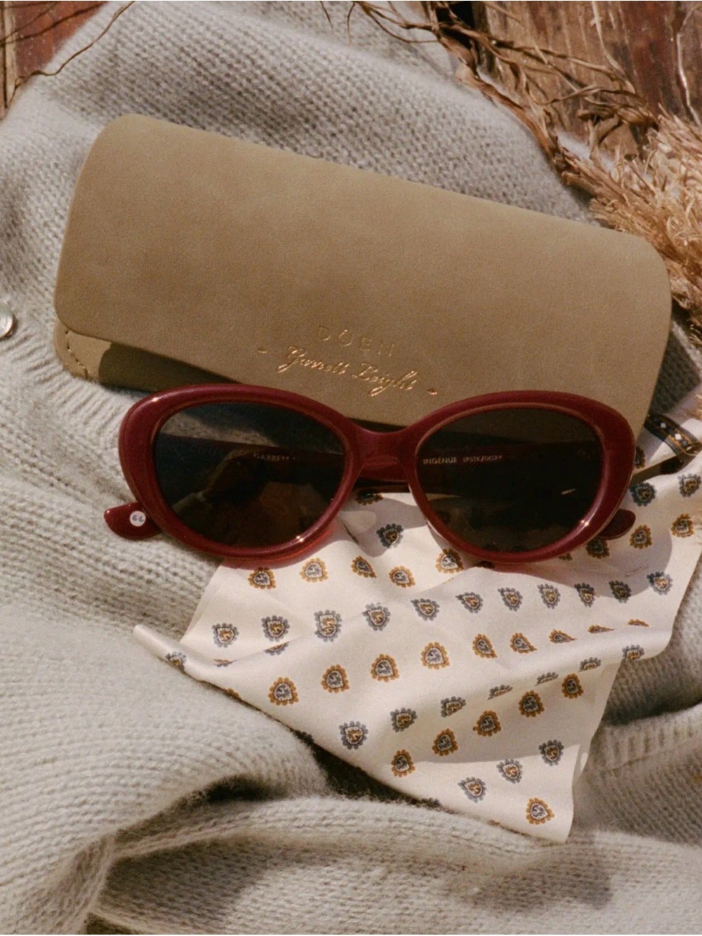 DOEN by Garrett Leight Ingenue Sunglasses in Lipstick